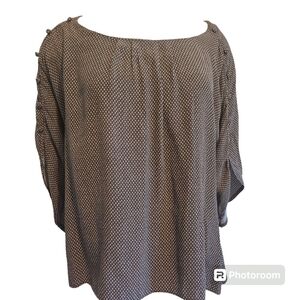 MAEVE ANTHROPOLOGIE 3/4 SLEEVE BRAXTON BROWN POLKA DOT BLOUSE SIZE MEDIUM
